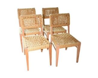 150. Four 4 Chairs With Woven Back and Seat