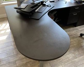 L Shape Bullet Desk with Drawers