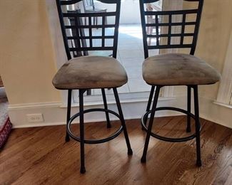 Nice Pair of Counter Height Metal Frame Swivel Stools