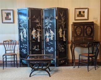 black Lacquer Chinese Screen