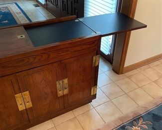 Vintage Henredon Scene One flip-top server on casters. Measures 38" W x 18" D x 30" H with two 19" flip tops. Photo 2 of 2.