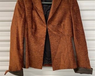 Akris leather trim blazer. Size 4. Photo 1 of 2.