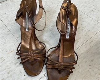 Manolo Blahnik copper color strappy heels. Size 39.5. Photo 1 of 2.