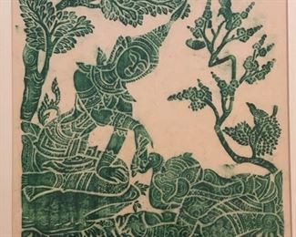 Asian print on rice paper.