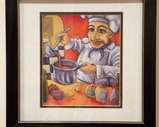 Framed Italian chef art!