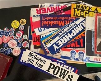 Vintage Presidential (Ford, Regan, Kennedy, etc.) campaign bumper stickers and buttons. Photo 1 of 3.