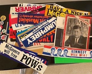 Vintage Presidential (Ford, Regan, Kennedy, etc.) campaign bumper stickers and buttons. Photo 2 of 3.