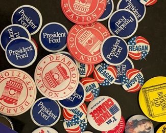 Vintage Presidential campaign bumper stickers and buttons. Photo 3 of 3.