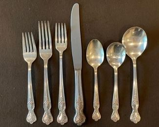 Mid-century Inspiration-Magnolia silver-plate flatware - 7-piece set with service for 8. Additional serving pieces included, Wm Rogers Mfg Co Extra Plate, 1951. Photo 1 of 2.