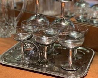 Mid-century smokey glass champagne coupes - set of 8.