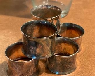 Set of 6 silver napkin rings.
