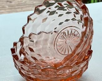 Vintage Jeannette Glass Pink Cubist Bowls - 4 available.