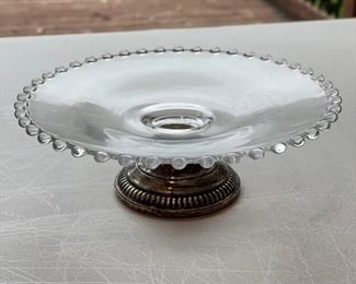 Fluted mini-glass stand with weighted sterling silver base. Photo 1 of 2.