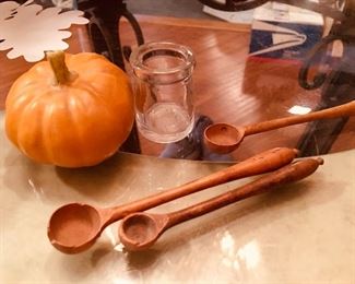 Primitive wood salt spoons