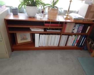 Low profile teak storage cabinet and book shelves. (3 piece set)