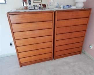 Danish Teak 7 drawer highboy dressers by D-Scan.