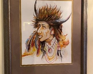 Willie Norris Indian Themed Watercolor 