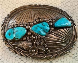 Turquoise and Silver? Belt Buckle