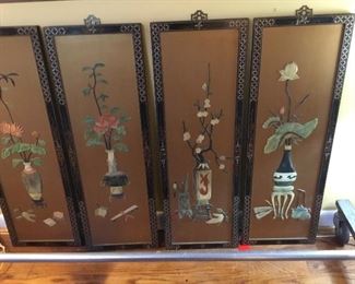 Set of 4 Asian wall panels