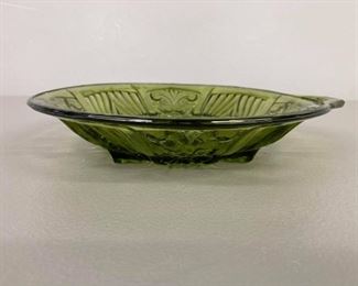 Vintage green divided relish dish