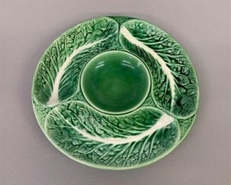 Vintage lettuce leaf divided bowl