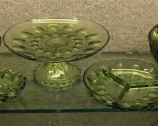 Lot of 4 Vintage Hazel Atlas Reflection Green Pieces, Indiana Glass and E.O Brody | Indiana Glass, Hazel Atlas, E.O. Brody