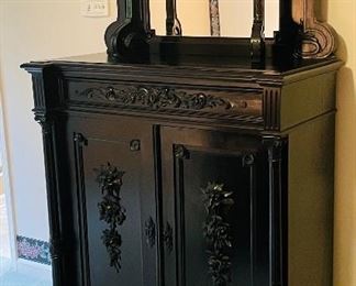 19th century Continental carved Ebony cabinet                      $ 795 now $600