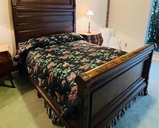 Antique Eastlake walnut and burl wood bed with full mattress (older)  $595 now $495  • 96high 66wide 90deep
