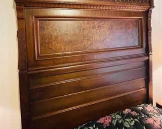 Antique Eastlake walnut and burl wood bed with full mattress (older)  $595 now $495  • 96high 66wide 90deep