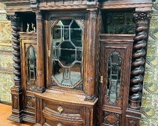 Large Continental oak cabinet with side storage                    $1,975 NOW $1,500  • 94high 97wide 26deep