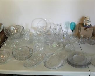 Crystal candy dishes, baskets, plates, bowls