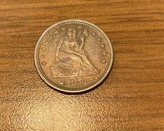 1871 seated liberty “S” quarter