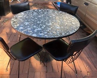 Mid Century Modern - stone mosaic table with 4 - chairs