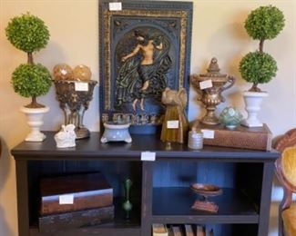 Here is that basic black shelf all dressed up