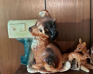 Puppy at mailbox planter