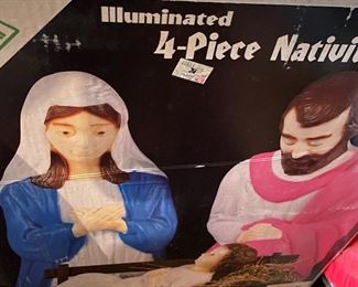 Vintage Mary, Joseph, Jesus blow mold 