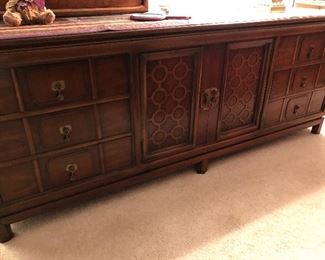 Dresser with mirror - has a matching chest of drawers and two nightstands