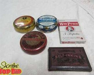 Vintage Tins And 1 Paper Box Wm Renn Cigar Box Rawleighs Antiseptic Salve, Tin, Rawleighs