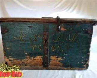 Important, Antique 1844 Marriage Dowry Chest Very rare American version
