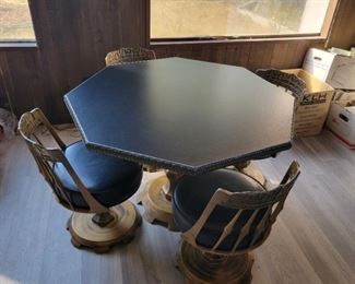1960's gold/brass/black game table with swivel chairs.  A rare find!