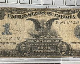 https://www.ebay.com/itm/114994576933	LRM8301 US 1899 $1 Black Eagle Silver Certificate Speelman/White FR 236	Offer
