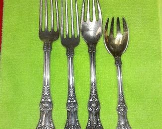 https://www.ebay.com/itm/124815126925	ME3081 USED TIFFANY & CO. LOT OF FOUR STERLING SILVER FORKS KING PATTERN	Offer

