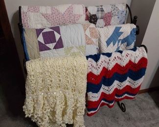 Quilt Stand With Afghans And Quilts