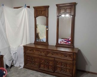 Vintage Dresser With Double Mirror