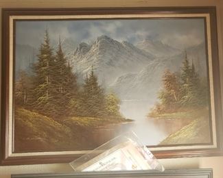 Beautiful Mountainscape Oil on Canvas by B. Chipton