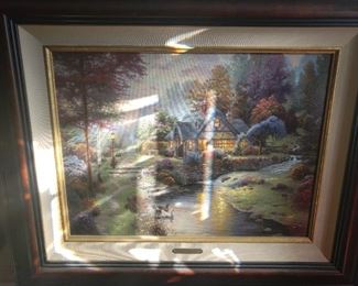 Thomas Kincade Hand Signed and Numbered Canvas GalleryProof of Stillwater Cottage