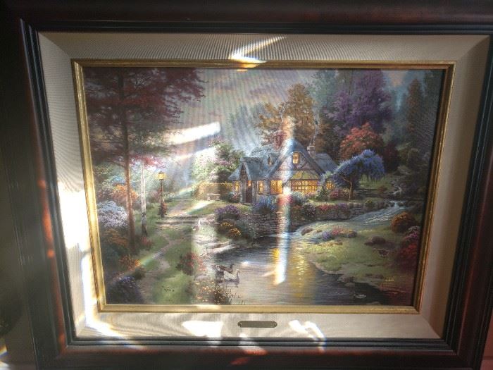 Thomas Kincade Hand Signed and Numbered Canvas GalleryProof of Stillwater Cottage