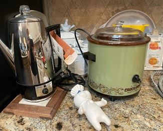 Vintage coffee pot, crock pot, Pillsbury Dough Boy