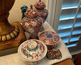 Enamel Chinese vases, bowls cat.
