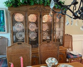 Vintage china cabinet matches the dining table